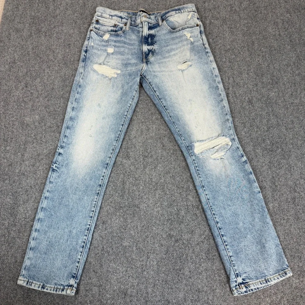 Lucky Brand 223 Straight Leg Jeans Mens 32x32 Light Wash Distressed Denim